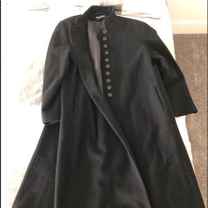 Long, black, wool jacket